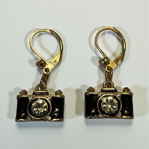 Vintage Betsey Johnson Black Camera Earrings
